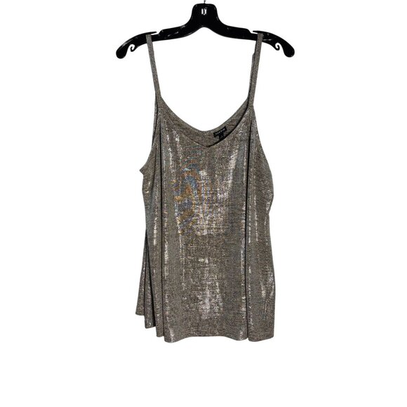 Torrid Size 2 (Plus) Shimmer Metallic Tank Top Polyester/Spandex Blend V-Neck - Picture 1 of 5